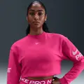 Nike Løstsiddende Pro-Dri-FIT-sweatshirt i french terry med rund hals til kvinder - Pink