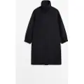Massimo Dutti - Female - Lang Frakke Med Høj Krave I Uldblanding - Marineblå - M