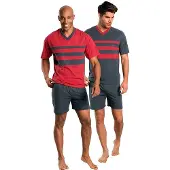 Le jogger Pyjamas kort mørkegrå / rød