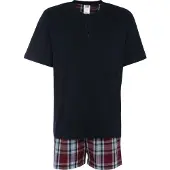 H.I.S. Pyjamas kort navy / bordeaux / hvid