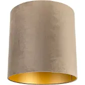 QAZQA Velour lampeskærm taupe 40/40/40 med guldinteriør