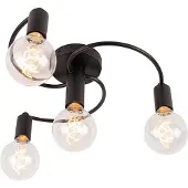 QAZQA Art Deco loftslampe sort 4-lys - Facil