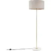 QAZQA Gulvlampe messing med grå skærm 50 cm - Kaso