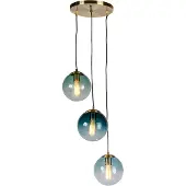 QAZQA Art deco hængelampe messing med blåt glas - Pallon