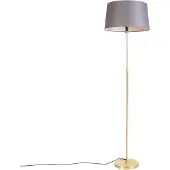 QAZQA Gulvlampe guld/messing med grå linnedskærm 45 cm - Parte