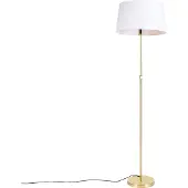 QAZQA Guldfarvet/Messing gulvlampe med hvidt linnedskærm 45 cm - Parte