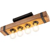 QAZQA Industriel loftslampe træ med stål 4-lys - Reena