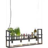 QAZQA Pendellampe sort med reol 4-lys - Cage Rack
