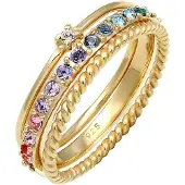 Elli Ring 'Rainbow' lyseblå / guld / transparent