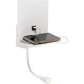 QAZQA Moderne væglampe hvid med USB og fleksibel arm - Flero