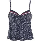 LASCANA Tankini-overdel navy / cranberry / hvid