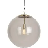 QAZQA Moderne pendellampe messing med røgglas 50 cm - Ball