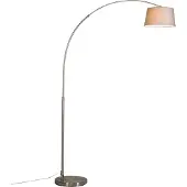 QAZQA Moderne bue lampe stål med grå stofskærm - Arc Basic