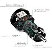 Aukey CC-T8 car power adapter - USB - 36 Watt