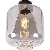 QAZQA Design loftslampe sort med røgglas - Qara