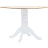 vidaXL spisebord 106 cm massivt gummitræ hvid og brun