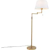 QAZQA Bronze gulvlampe med hvid kappe og justerbar arm - Ladas Deluxe
