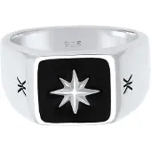KUZZOI Ring 'Siegel' sort / sølv
