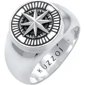 KUZZOI Ring 'Kompass' antracit / sølv