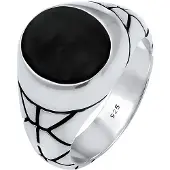 KUZZOI Ring 'Siegel' sort / sølv