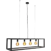 QAZQA Industriel pendellampe sort 4-lys - Big Cage