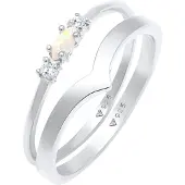Elli Ring sølv / transparent / perlehvid