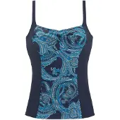 LASCANA Tankini-overdel blå / ensian / orange / hvid