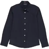 Tommy Hilfiger Skjorte - Solid Stretch - Organic - Twilight Navy - - 3 år (98) - Skjorte