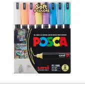 Posca Tuscher - PC-1MR - 8 stk. - Afdæmpede Farver - - OneSize - Tusch