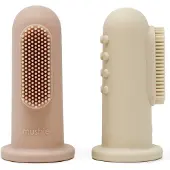 Mushie Baby Finger Tandb?rste (Blush/Shifting Sand) 2-Pak
