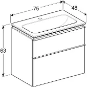 Geberit Møbelsæt iCon smal 2 skuf 75x63 hvid mat