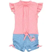 Playshoes Badedragt pastelblå / gammelrosa / hvid