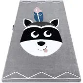 Rugsx Tæppe PETIT RACCOON MUKKI vaskebjørn grå 160x220 cm