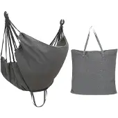 24hShop Hængestol mørkegrå 100 x 130 cm / hængende stol til terrassen / hængekøjestol med reb / afslapningsstol