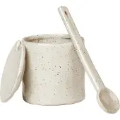 Ferm Living Flow syltekrukke med ske Offwhite speckle