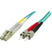 Deltaco OM3 Fiber cable, LC - ST, duplex, multimode, 50/125, 0,5m
