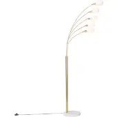 QAZQA Design gulvlampe messing med opalglas 5-lys - Sixties Marmo