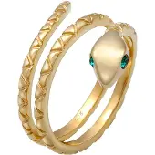 Elli Ring 'Pinky Snake' guld / smaragd