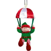 Premier jul animeret og musikalsk sparkende ben parachuterende alv