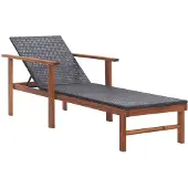 vidaXL liggestol polyrattan og massivt akacietræ sort