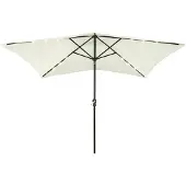 vidaXL Parasol Med LED-Lys Og Stålstang 2x3 M - Sandfarvet