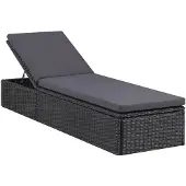 vidaXL liggestol polyrattan sort og mørkegrå