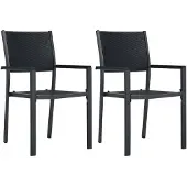 vidaXL havestole 2 stk. plastik rattanlook sort