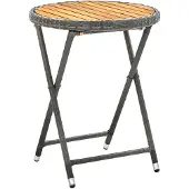 vidaXL Tebord 60 Cm Massivt Akacietræ Og Polyrattan - Grå