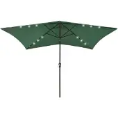 vidaXL parasol med LED-lys og stålstang 2x3 m grøn