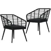 vidaXL Havestole Med Hynder Polyrattan - Sort