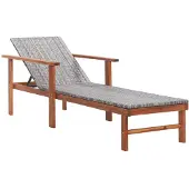 vidaXL liggestol polyrattan og massivt akacietræ grå