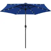 vidaXL parasol med LED-lys og aluminiumsstang 270 cm azurblå
