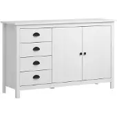 vidaXL skænk Hill 130x40x80 cm massivt fyrretræ hvid