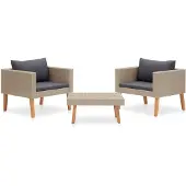 vidaXL haveloungesæt 3 dele med hynder polyrattan beige